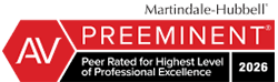 Martindale-Hubbell | AV Preeminent | Peer Rated For Highest Level of Professional Excellence 2026